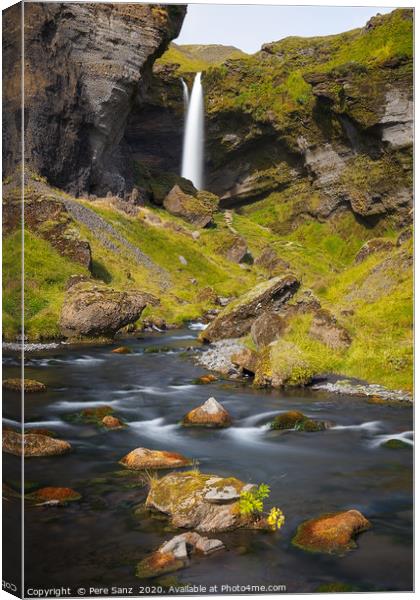 Kvernufoss Waterfall in South Iceland   Canvas Print by Pere Sanz