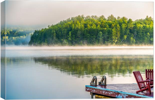  Summer Awakening - Morning Mist Dockside  III Canvas Print by Blok Photo 