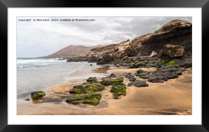 La Solapa, a Virgin Gold-Colored Sandy Beach in Fu Framed Mounted Print by Pere Sanz