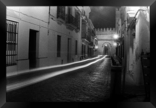 Night photography in the center of Carmona Framed Print by Jose Manuel Espigares Garc