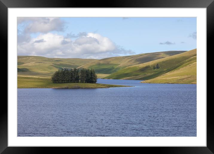 Across the lake to the Black Mountains, Wales Framed Mounted Print by Simon Marlow