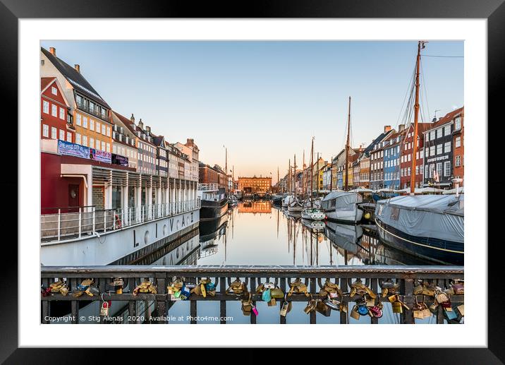 Lovers padlocks on the Nyhavn bridge Framed Mounted Print by Stig Alenäs