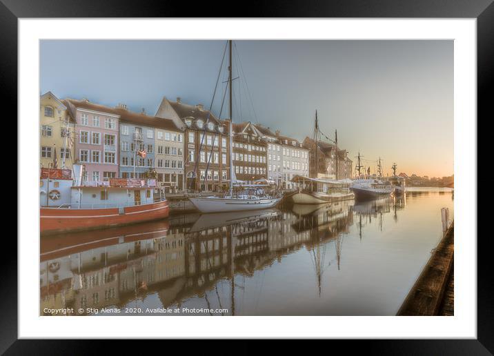 Colourful houses in the sunrise along the quay at  Framed Mounted Print by Stig Alenäs