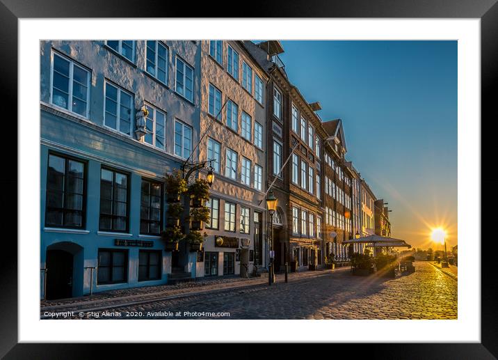 The pavement and closed restaurants in the first s Framed Mounted Print by Stig Alenäs