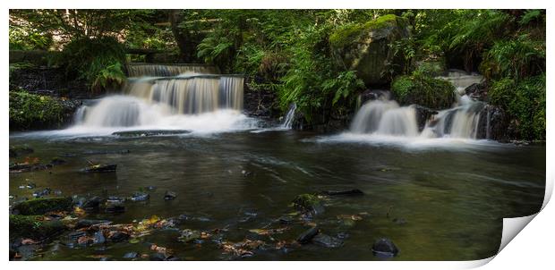 Two cascades on Rivelin River Print by Jason Wells