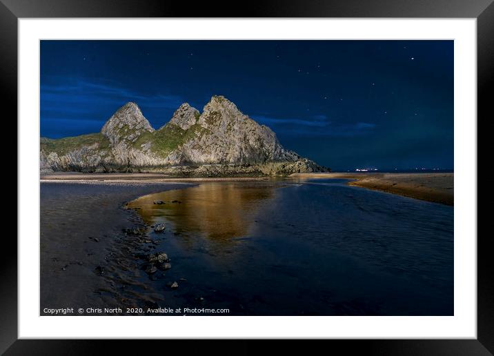 Three Cliffs Bay Gower. Framed Mounted Print by Chris North