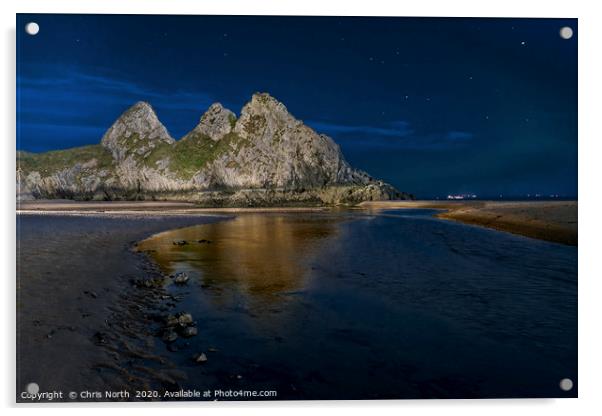 Three Cliffs Bay Gower. Acrylic by Chris North