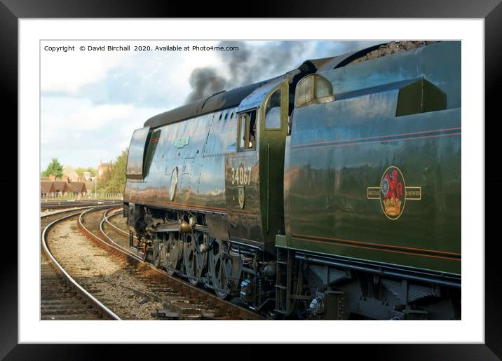 Preserved steam locomotive 34067 Tangmere. Framed Mounted Print by David Birchall