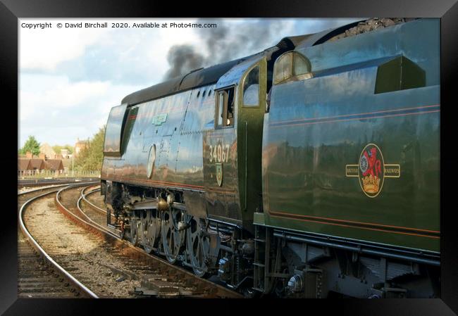 Preserved steam locomotive 34067 Tangmere. Framed Print by David Birchall