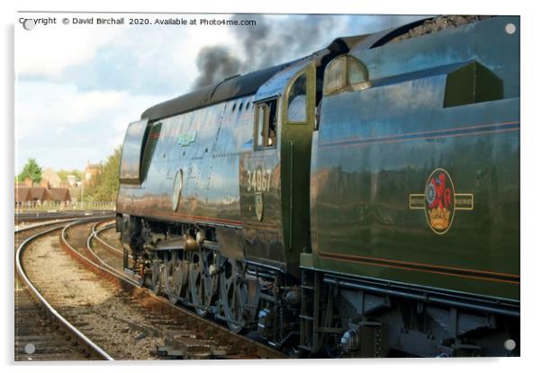 Preserved steam locomotive 34067 Tangmere. Acrylic by David Birchall