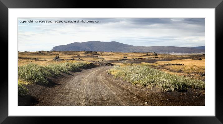 Dirty  road at the Highlands in Iceland Framed Mounted Print by Pere Sanz