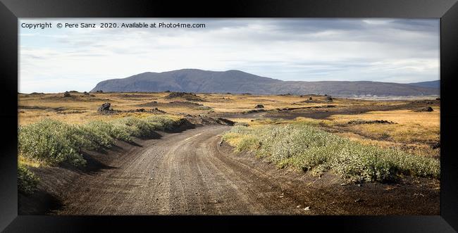 Dirty  road at the Highlands in Iceland Framed Print by Pere Sanz