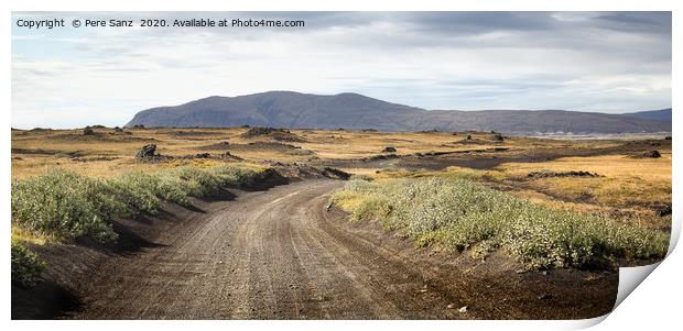 Dirty  road at the Highlands in Iceland Print by Pere Sanz