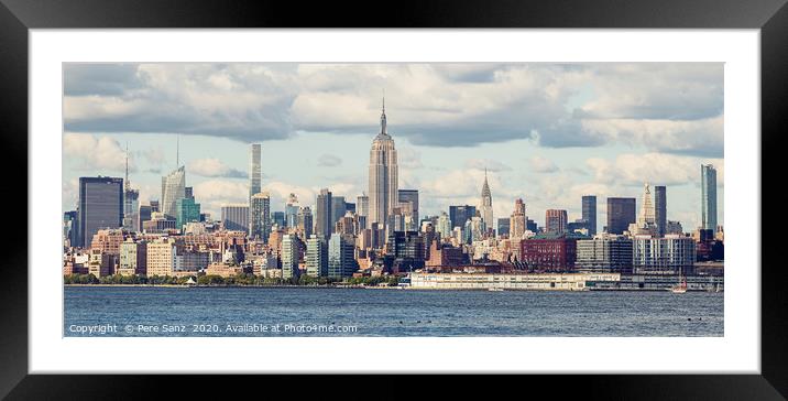 Midtown Manhattan Panorama as seen from Jersey Cit Framed Mounted Print by Pere Sanz