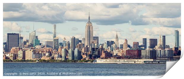 Midtown Manhattan Panorama as seen from Jersey Cit Print by Pere Sanz
