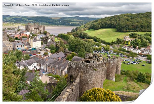 Conwy castle in Snowdonia, Wales Print by Pere Sanz