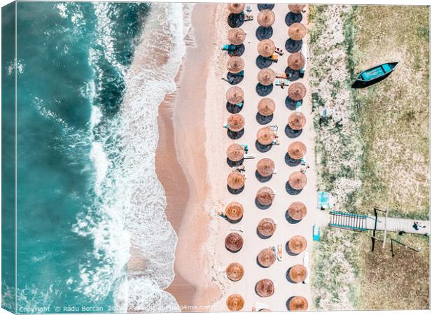 People On Beach, Drone Photography, Aerial Sea Canvas Print by Radu Bercan