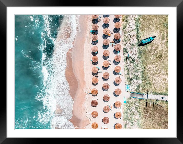 People On Beach, Drone Photography, Aerial Sea Framed Mounted Print by Radu Bercan