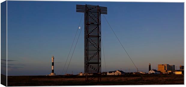 Dungeness lighthouses at dawn Canvas Print by Jenny Hibbert