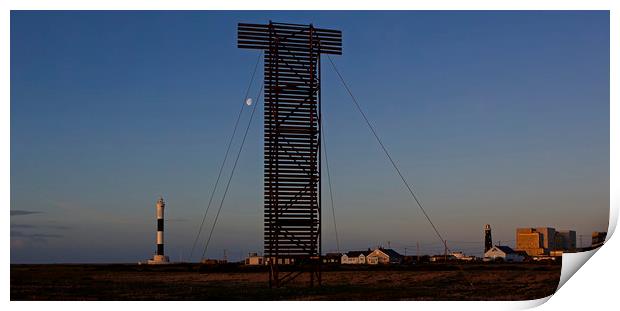 Dungeness lighthouses at dawn Print by Jenny Hibbert