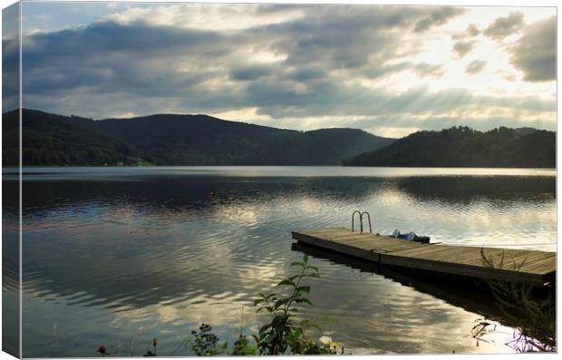 A wide angle view of Roznowskie lake against drama Canvas Print by Arpan Bhatia