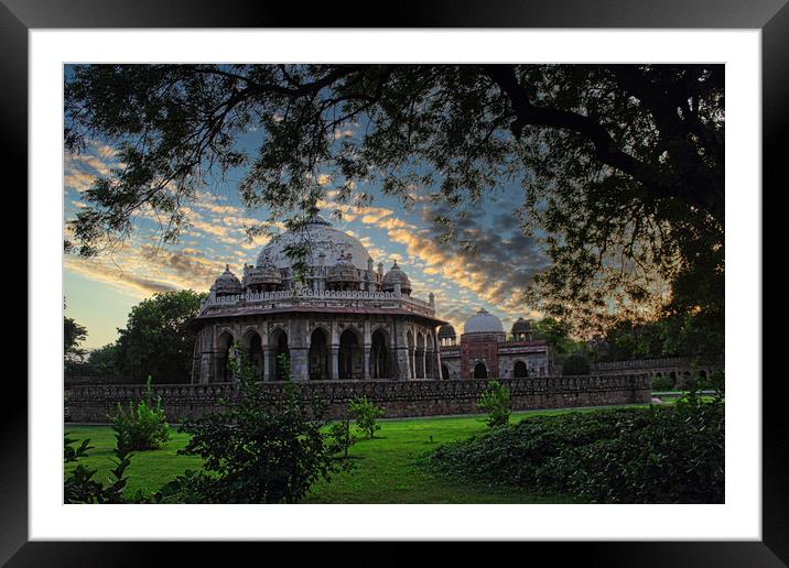 Sunset view of Tomb located in Lodhi Garden in Del Framed Mounted Print by Arpan Bhatia