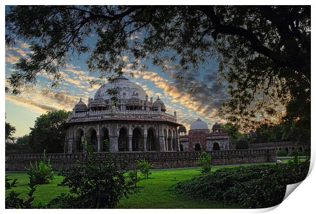 Sunset view of Tomb located in Lodhi Garden in Del Print by Arpan Bhatia