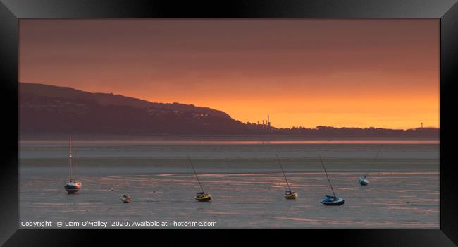 Sunset Yachts on West Kirby Shore Framed Print by Liam Neon