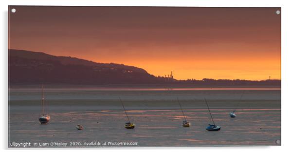 Sunset Yachts on West Kirby Shore Acrylic by Liam Neon