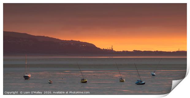 Sunset Yachts on West Kirby Shore Print by Liam Neon