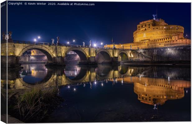 Ponte Sant Angelo framed mounted print Canvas Print by Kevin Winter
