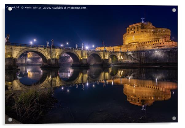 Ponte Sant Angelo framed mounted print Acrylic by Kevin Winter