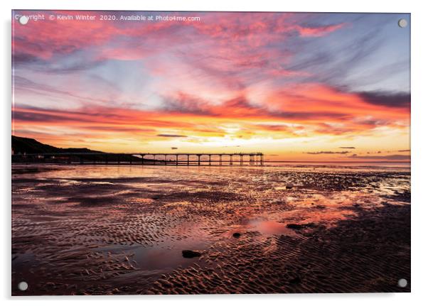 The Pier at Saltburn By the Sea during sunset fram Acrylic by Kevin Winter