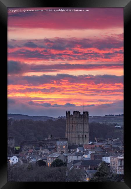 Richmond Castle at sunset Framed Print by Kevin Winter