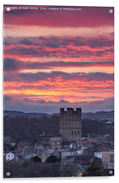 Richmond Castle at sunset Acrylic by Kevin Winter