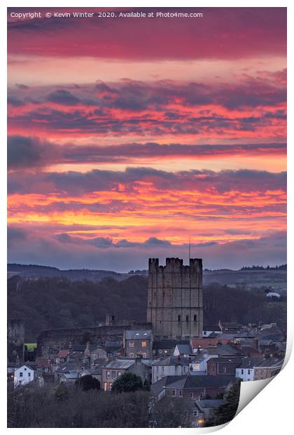 Richmond Castle at sunset Print by Kevin Winter