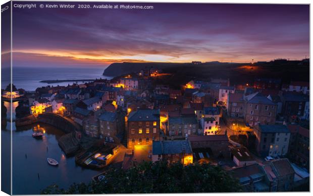 Day break overlooking Staithes Canvas Print by Kevin Winter