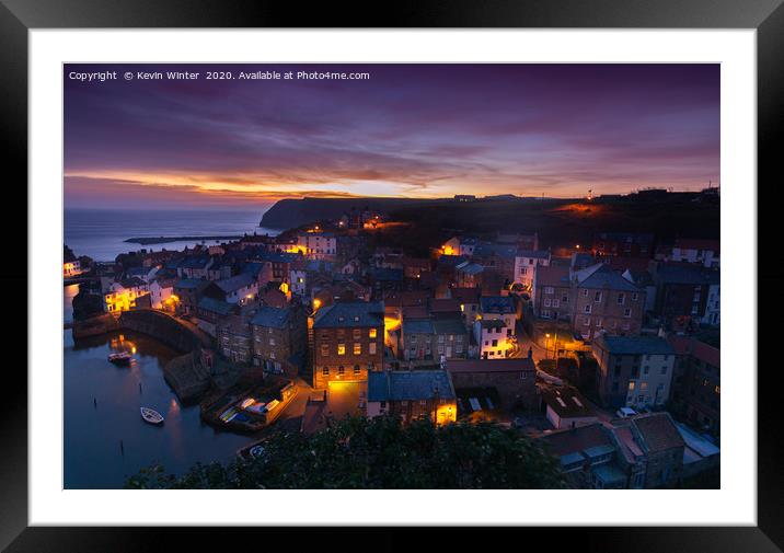 Day break overlooking Staithes Framed Mounted Print by Kevin Winter