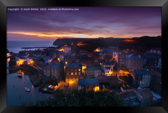 Day break overlooking Staithes Framed Print by Kevin Winter