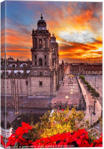 Metropolitan Cathedral Mexico City Mexico Sunrise Canvas Print by William Perry