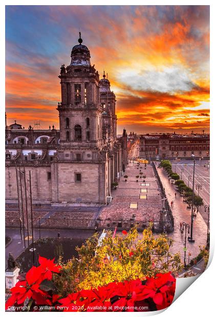 Metropolitan Cathedral Mexico City Mexico Sunrise Print by William Perry
