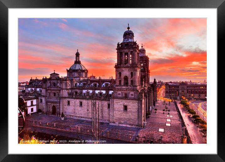 Metropolitan Cathedral Mexico City Mexico Sunrise Framed Mounted Print by William Perry