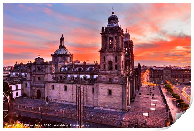 Metropolitan Cathedral Mexico City Mexico Sunrise Print by William Perry