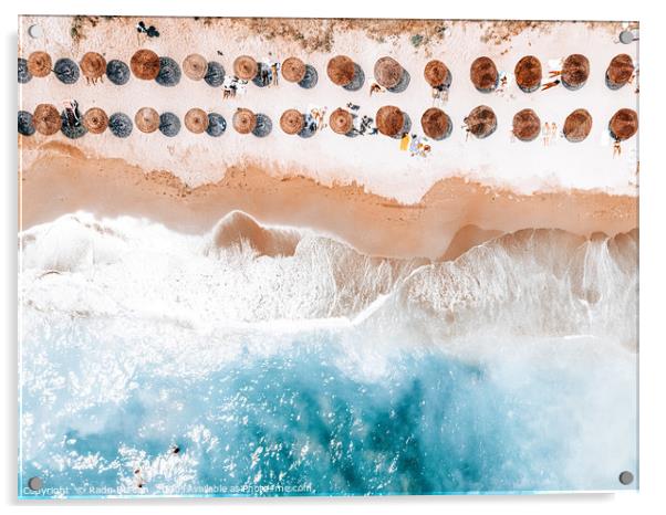 Ocean Waves, People Beach Aerial Print, Aerial Sea Acrylic by Radu Bercan