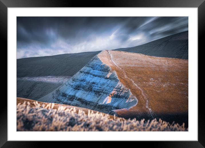 The frost covered Brecon Beacons in South Wales UK Framed Mounted Print by Leighton Collins