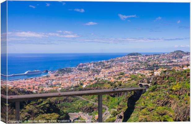 Aerial view of Funchal Canvas Print by Nicolas Boivin
