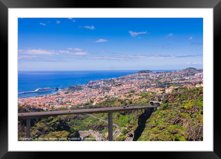 Aerial view of Funchal Framed Mounted Print by Nicolas Boivin