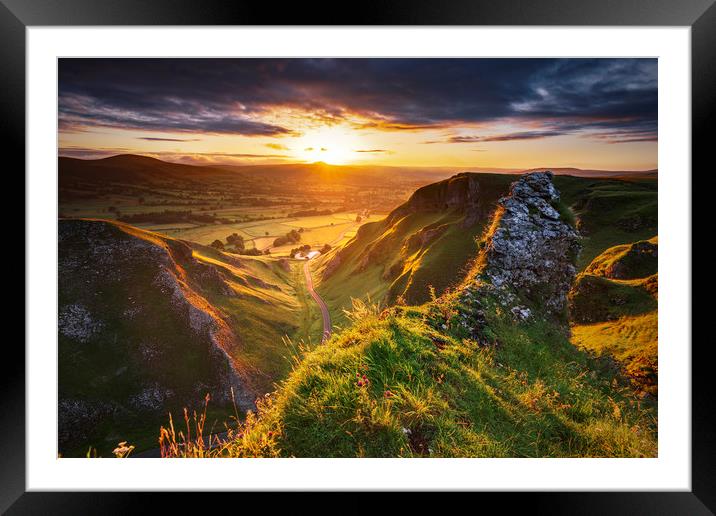 Limestone Gorge Winnats Pass sunrise, Derbyshire Framed Mounted Print by John Finney