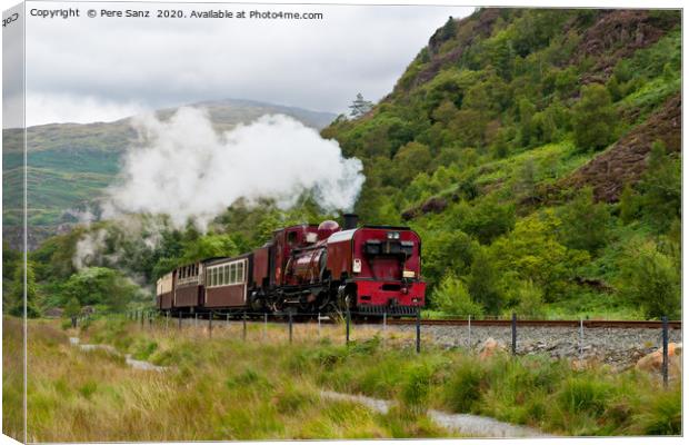 Steam train in Snowdonia, Wales Canvas Print by Pere Sanz