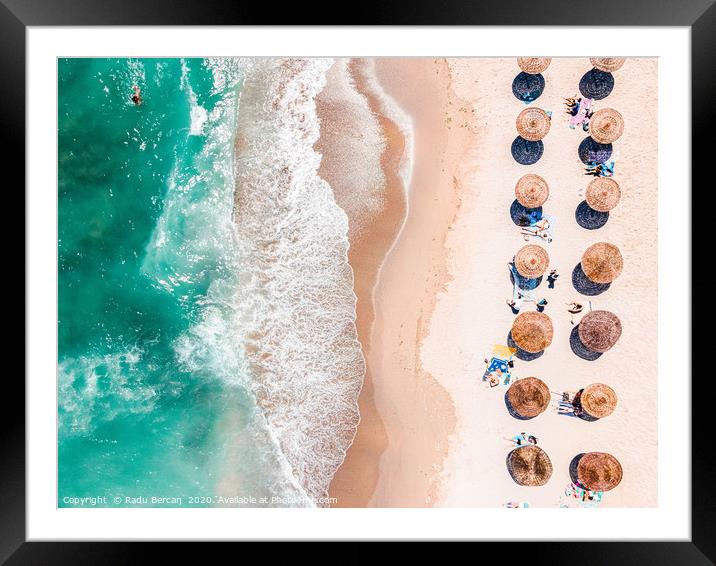 Aerial Beach Print, Emerald Turquoise Ocean Beach Framed Mounted Print by Radu Bercan